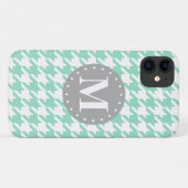 Coques Case-Mate iPhone Monogramme gris Motif de Mint Houndstooth (Dos (Horizontal))
