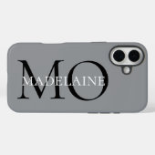 Coques Case-Mate iPhone Monogramme gris noir personnel (Verso (horizontal))