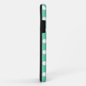 Coques Case-Mate iPhone Monogramme gris Pois blanc et menthe (Dos/Droite)