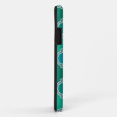 Coques Case-Mate iPhone Monogramme Gris Turquoise moderne treillis Motif (Dos/Droite)