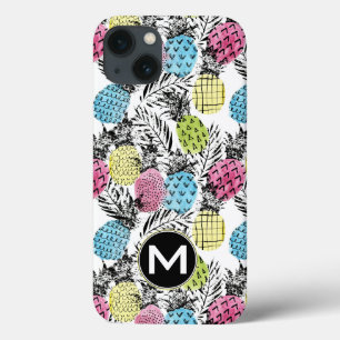iPhone 13 Coque Monogramme grunge des paumes d'ananas