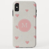 Coques Case-Mate iPhone Monogramme Grunge Pink Hearts Motif (Dos)