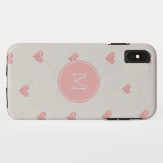 Coques Case-Mate iPhone Monogramme Grunge Pink Hearts Motif (Dos (Horizontal))