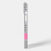 Coques Case-Mate iPhone Monogramme Houndstooth Motif Gris et rose (Verso / Gauche)