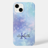 Coques Case-Mate iPhone Monogramme Icicles Snowflakes Bleu pourpre tendanc (Verso)