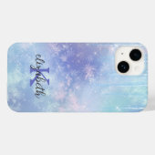 Coques Case-Mate iPhone Monogramme Icicles Snowflakes Bleu pourpre tendanc (Verso (horizontal))