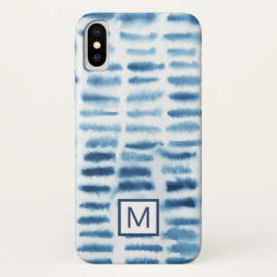 Coque iPhone X Monogramme Impression de l'aquarelle Indigio