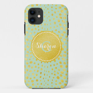 Case-Mate iPhone Case Monogramme imprimé guépard paillettes or faux chic
