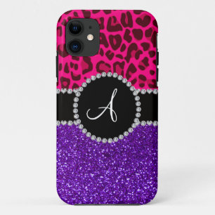 Coque Case-Mate Pour iPhone Monogramme indigo violet parties scintillant néon