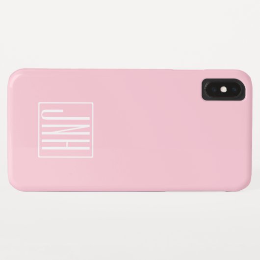 Coques Case-Mate iPhone Monogramme initial | Blanc sur rose clair (Dos (Horizontal))