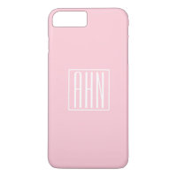 Monogramme initial | Blanc sur rose clair