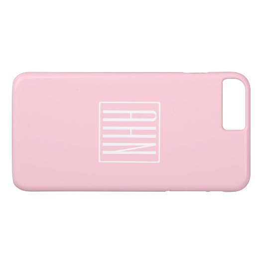 Coques Case-Mate iPhone Monogramme initial | Blanc sur rose clair (Dos (Horizontal))