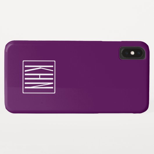 Coques Case-Mate iPhone Monogramme initial | Blanc Sur Violet Profond (Dos (Horizontal))