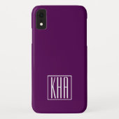 Coques Case-Mate iPhone Monogramme initial | Blanc Sur Violet Profond (Dos)