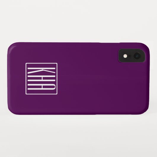 Coques Case-Mate iPhone Monogramme initial | Blanc Sur Violet Profond (Dos (Horizontal))