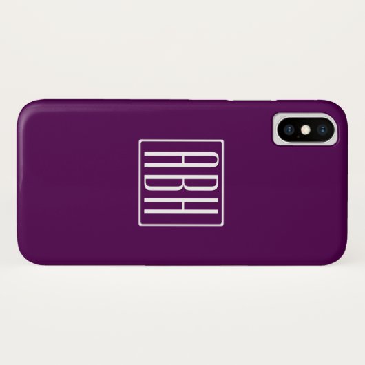 Coques Case-Mate iPhone Monogramme initial | Blanc Sur Violet Profond (Dos (Horizontal))