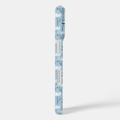 Coques Case-Mate iPhone Monogramme Initial Boho Bleu Blanc Floral Tendance (Verso / Droite)