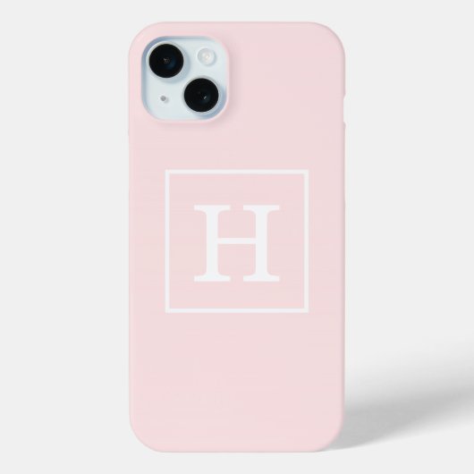 Coques Case-Mate iPhone Monogramme Initial Cadre Rose Clair Blanc (Verso)