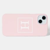 Coques Case-Mate iPhone Monogramme Initial Cadre Rose Clair Blanc (Verso (horizontal))