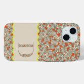 COQUES Case-Mate iPhone MONOGRAMME INITIAL D VERT ET ROUGE PETITES FLEURS (Verso (horizontal))