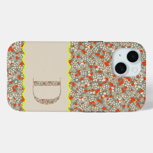 COQUES Case-Mate iPhone MONOGRAMME INITIAL D VERT ET ROUGE PETITES FLEURS (Verso (horizontal))