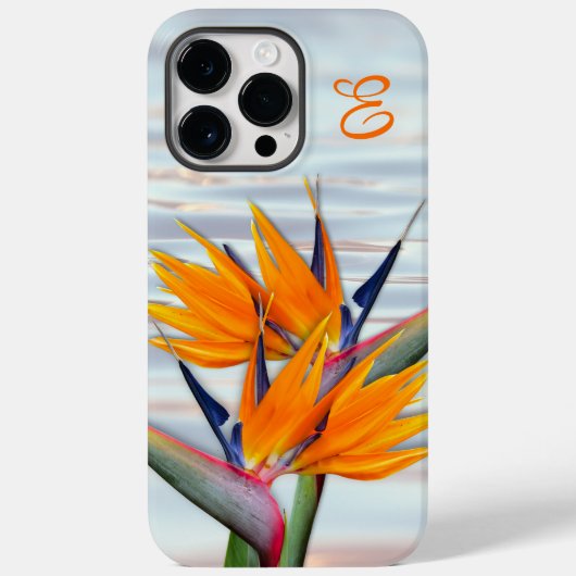 Coques Case-Mate iPhone Monogramme initial de la fleur d'oiseaux de paradi (Verso)