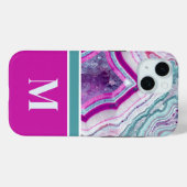 Coques Case-Mate iPhone Monogramme initial de pierre moderne (Verso (horizontal))