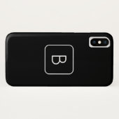 Coques Case-Mate iPhone Monogramme Initial De Style Moderne | Blanc & Noir (Dos (Horizontal))