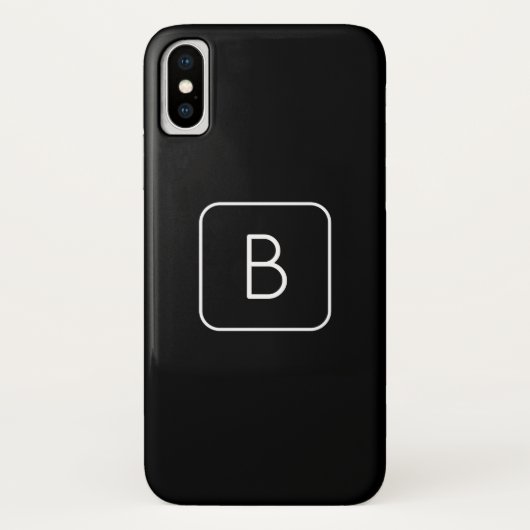 Coques Case-Mate iPhone Monogramme Initial De Style Moderne | Blanc & Noir (Dos)
