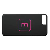 Coques Case-Mate iPhone Monogramme Initial De Style Moderne | Rose Et Noir (Dos (Horizontal))