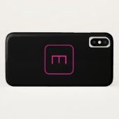 Coques Case-Mate iPhone Monogramme Initial De Style Moderne | Rose Et Noir (Dos (Horizontal))