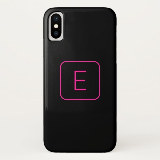 Coques Case-Mate iPhone Monogramme Initial De Style Moderne | Rose Et Noir (Dos)