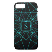 Coques Case-Mate iPhone Monogramme initial | Design géométrique turquoise (Dos)