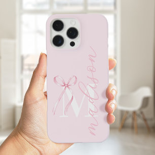 Coques iPhone 16 Pro Max Monogramme initial d'une botte rose moderne