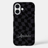 Coques Case-Mate iPhone Monogramme Initial Élégant Gris Noir à Damier (Verso)