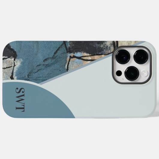 Coques Case-Mate iPhone Monogramme initial en gris Abstrait (Verso (horizontal))