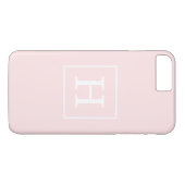 Coques Case-Mate iPhone Monogramme initial encadré blanc rose clair (Dos (Horizontal))