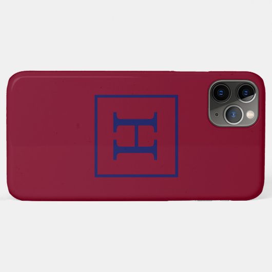 Coques Case-Mate iPhone Monogramme initial encadré bleu marine Bourgogne (Dos (Horizontal))