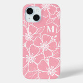 Coques Case-Mate iPhone Monogramme Initial Floral Blanc Rose (Verso)
