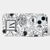 Coques Case-Mate iPhone Monogramme initial floral élégant (Verso (horizontal))
