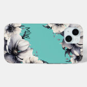 Coques Case-Mate iPhone Monogramme Initial Floral Élégant Mignon (Verso (horizontal))