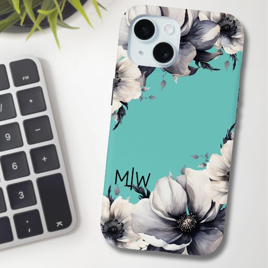 Coques Case-Mate iPhone Monogramme Initial Floral Élégant Mignon