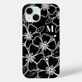 Coques Case-Mate iPhone Monogramme Initial Floral Noir Blanc (Verso)