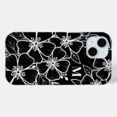 Coques Case-Mate iPhone Monogramme Initial Floral Noir Blanc (Verso (horizontal))