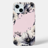 Coques Case-Mate iPhone Monogramme Initial Floral Rose Pâle (Verso)