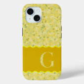 COQUES Case-Mate iPhone MONOGRAMME INITIAL G JAUNE PETITES FLEURS (Verso)