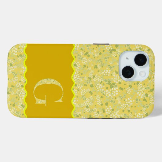COQUES Case-Mate iPhone MONOGRAMME INITIAL G JAUNE PETITES FLEURS (Verso (horizontal))