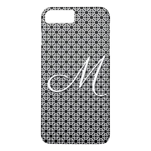 Coques Case-Mate iPhone Monogramme initial géométrique noir et blanc (Dos)