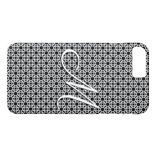 Coques Case-Mate iPhone Monogramme initial géométrique noir et blanc (Dos (Horizontal))