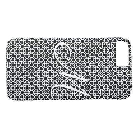 Coques Case-Mate iPhone Monogramme initial géométrique noir et blanc (Dos (Horizontal))